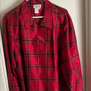 Red Plaid Coldwater Creek zippered Shirt 2X